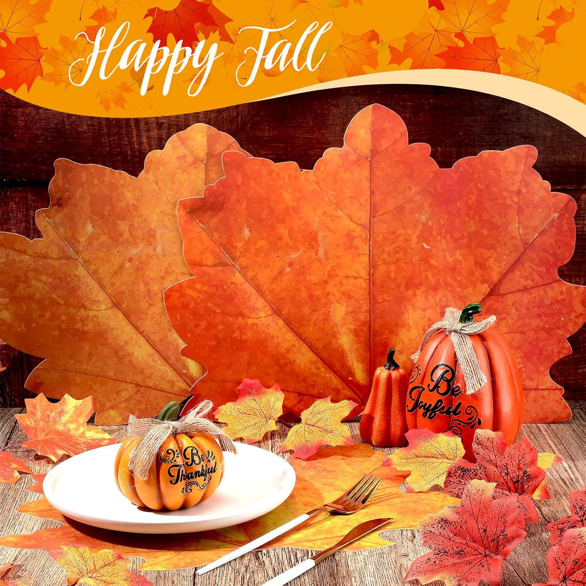 Patelai 8 Pcs Thanksgiving Fall Placemats, Autumn Maple Leaf Place Mats
