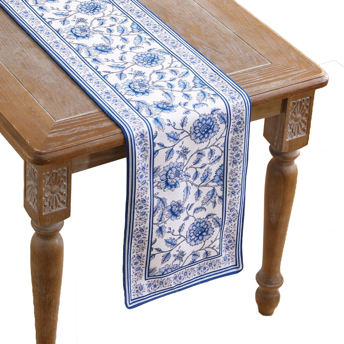 ISAENNE Designer French Linen Table Runner,71"x12"-Cornucopia