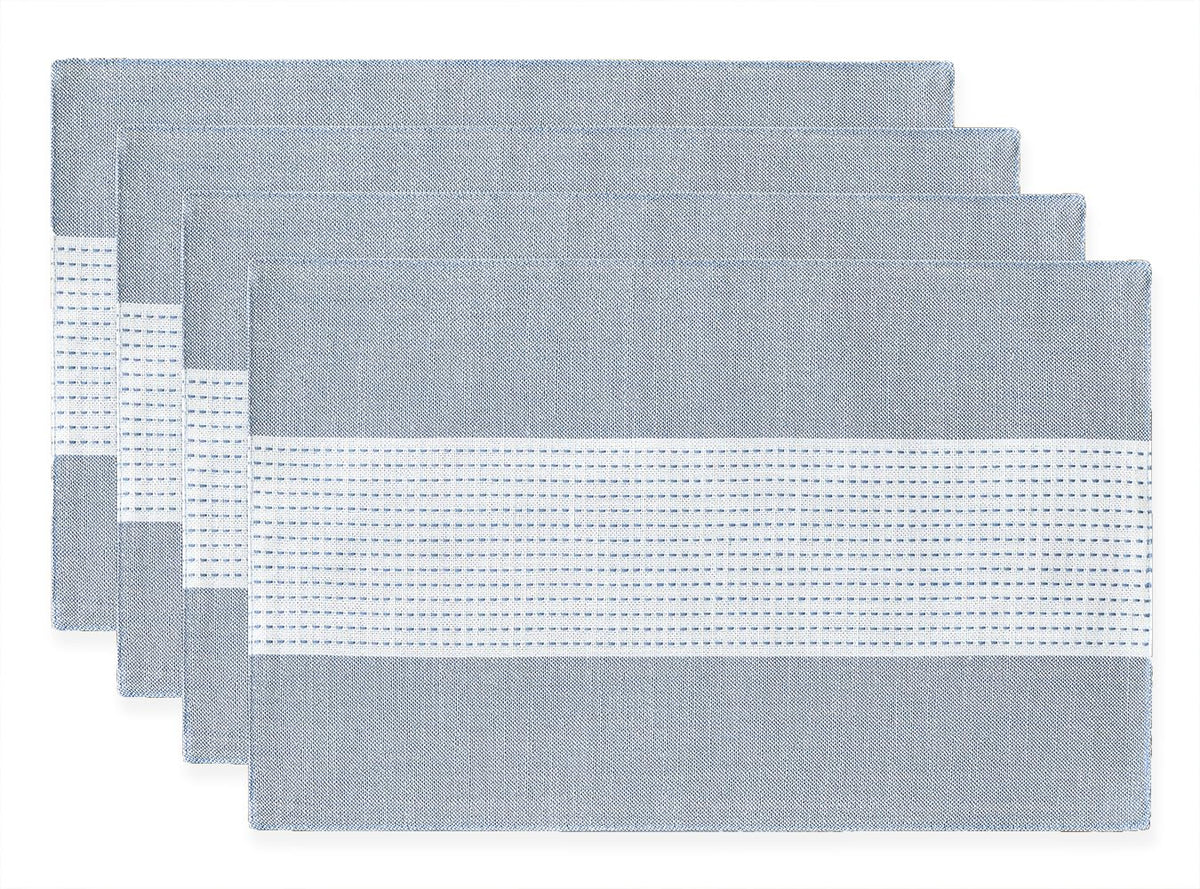 Wracra Linen Placemats, 12 x 18 Inch Set of 4 Placemats, Farmhouse Macrame Place Mats for Kitchen Table and Heat Resistant-Hemstitch Sage Green 4PCS