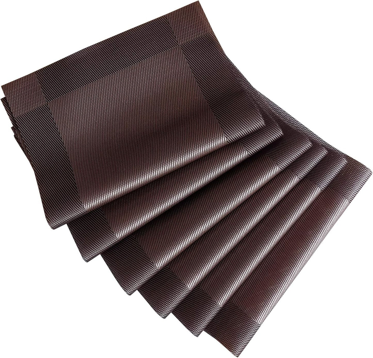 Table Placemats Dining Table Place Mats Set of 6 Heat Resistant Insulation Non-Slip Vinyl for Kitchen Dining Room 18" * 12" Brown