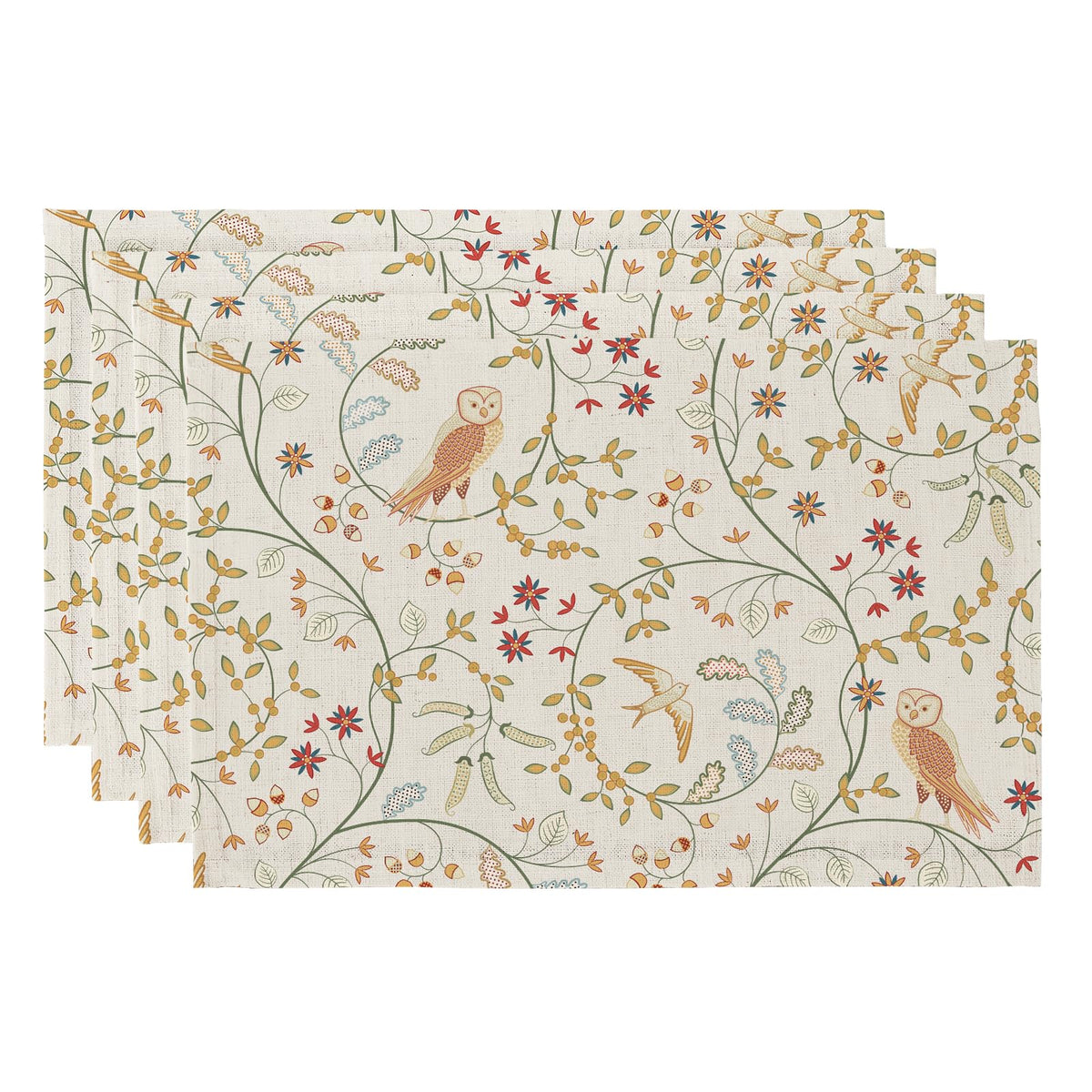 QIYI Boho Table Placemats Set of 4, 12"x18" Linen Place Mats, Wildflowers