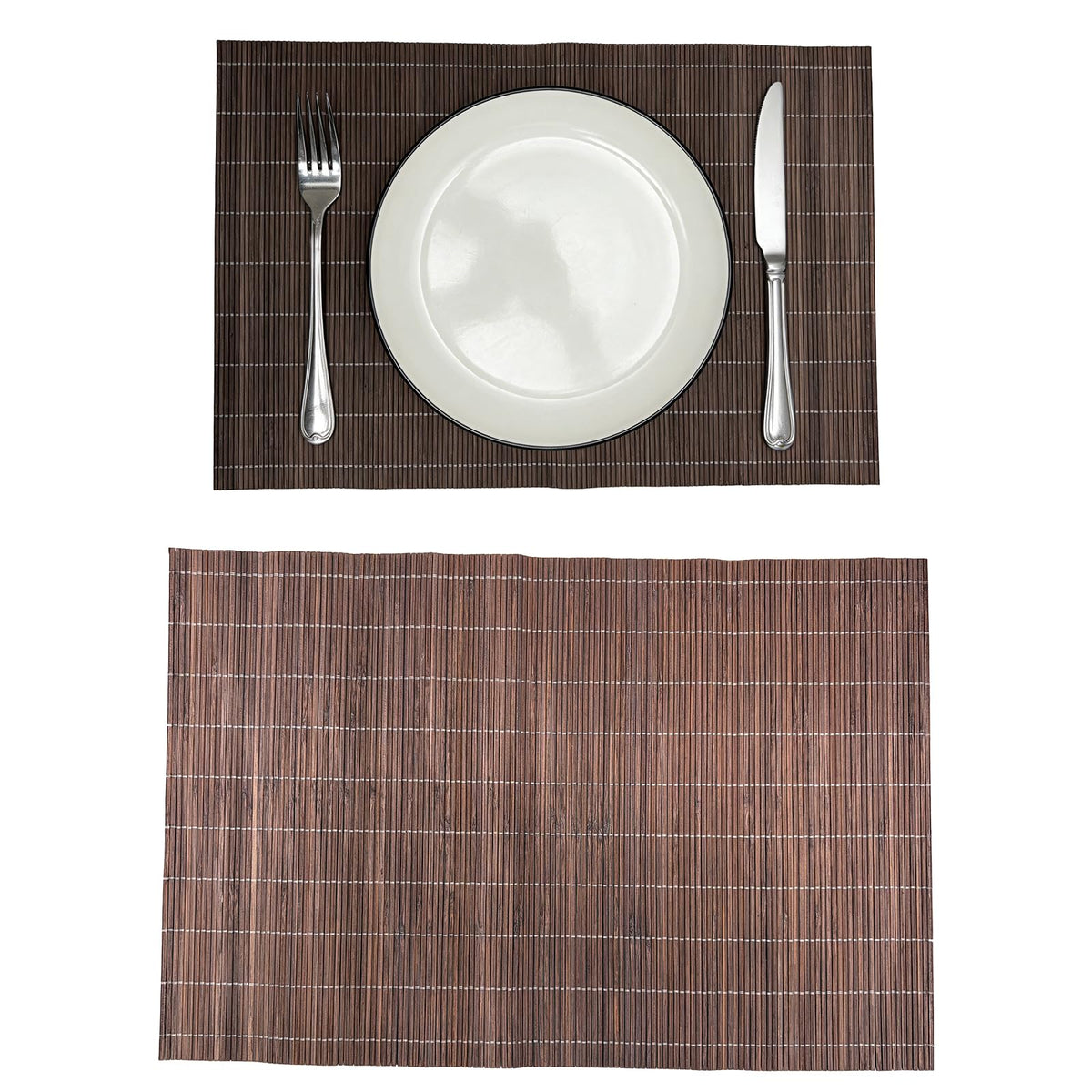 Set of 8 Pcs Bamboo Placemats Sushi Rolling Mat Japanese Style Natural Anti-Slip, Washable Heat-Resistant Table Mats for Dining Room and Kitchen（Brown）