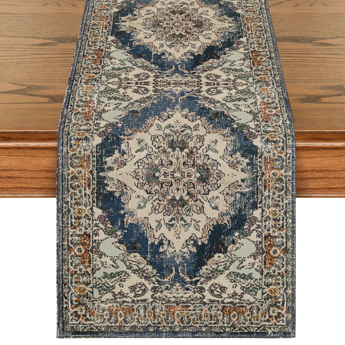 Artoid Mode Boho Bohemia Style Orange Table Runner, Country Rustic Farmhouse Magical Fall Kitchen Dining Table Decoration for Home Party Decor 13x72 Inch