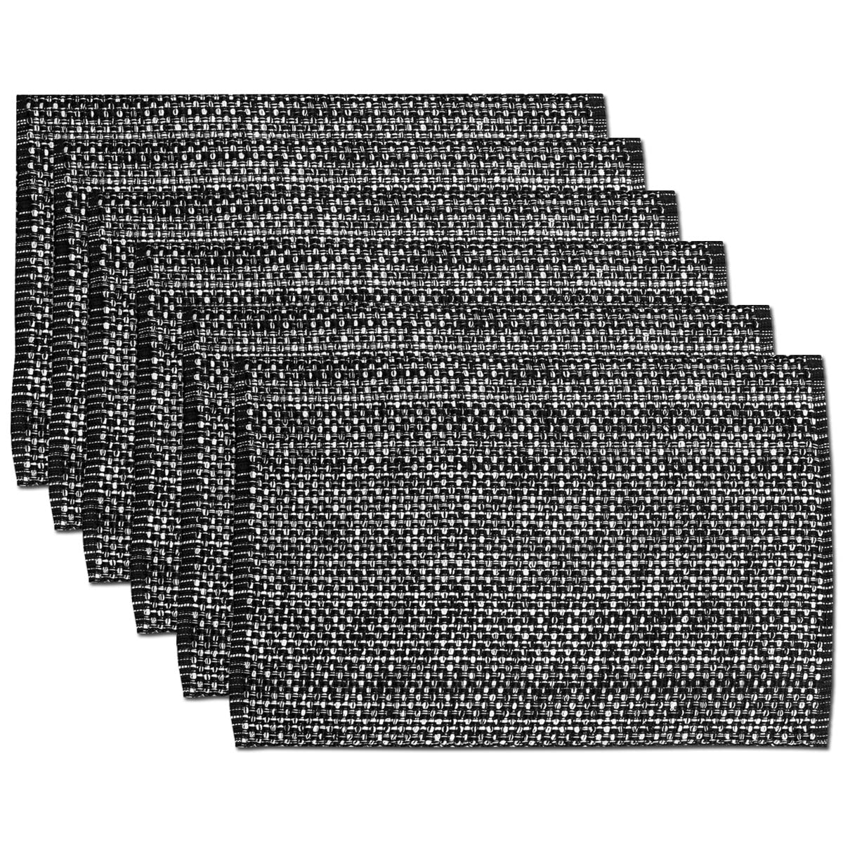 Sweet Home Collection 100% Cotton Placemats for Dining Room Rectangle Two Tone Woven Fabric 13" x 19" Soft Durable Table Mat Set, Set of 4, Eggshell