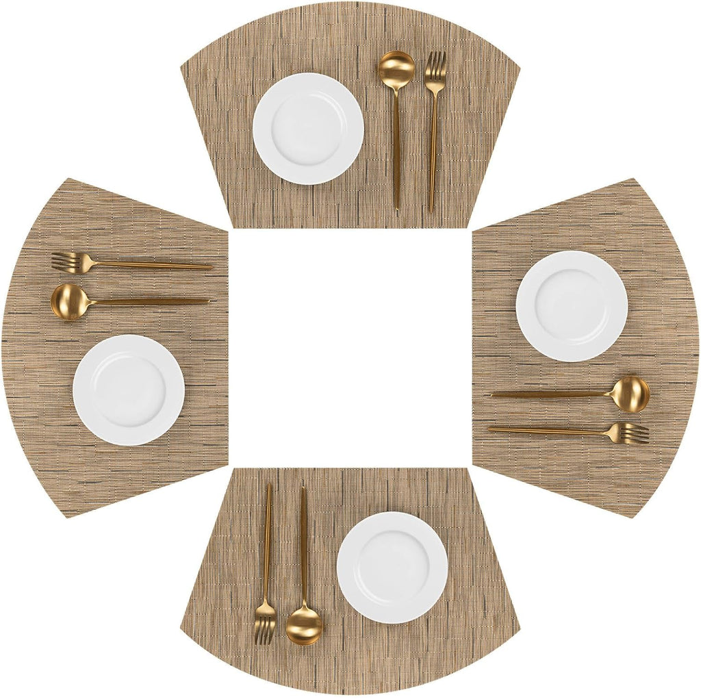 SHACOS Wedge Shape Placemats Set of 4 Woven Vinyl Placemat for Round Table