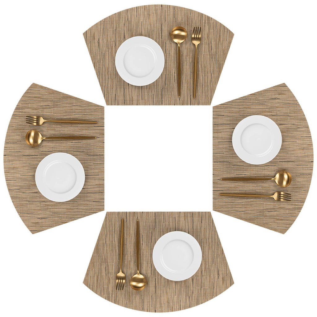 SHACOS Wedge Shape Placemats Set of 4 Woven Vinyl Placemat for Round Table