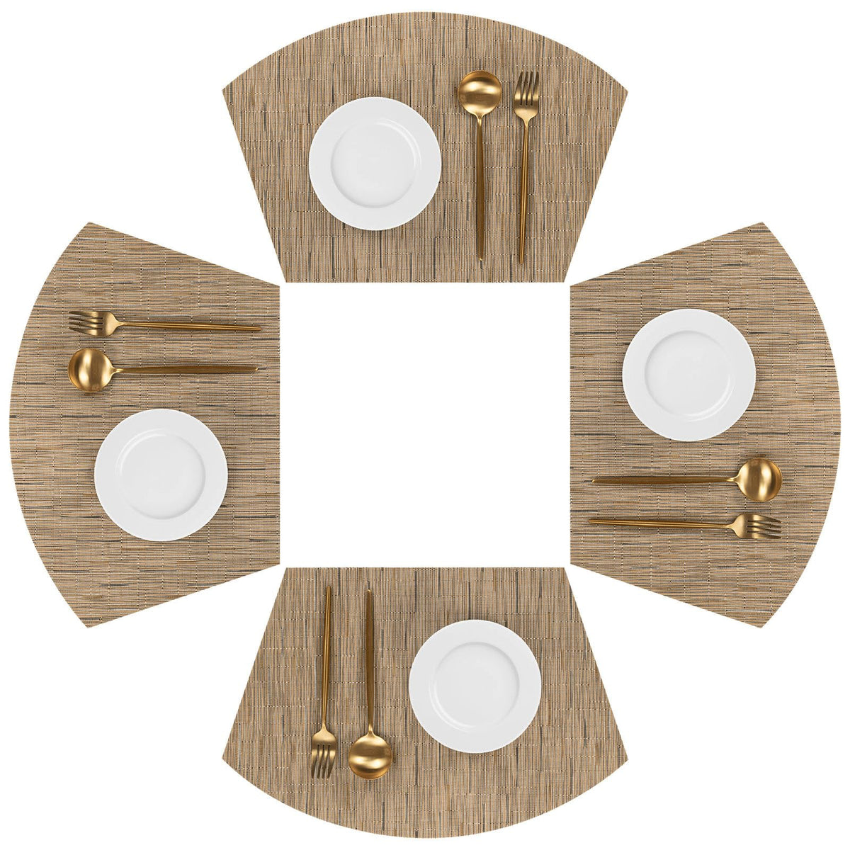 SHACOS Wedge Shape Placemats Set of 4 Woven Vinyl Placemat for Round Table