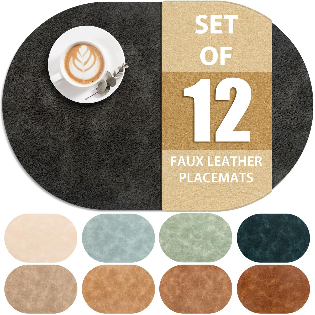 ADRIMER Placemats, Heat Resistant Oval Place Mats Set of 4 Easy to Clean