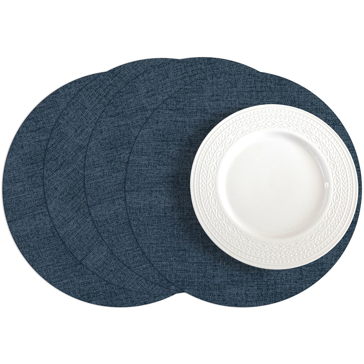 Romanstile Faux Leather Vinyl Placemats Set of 6, Dark Green