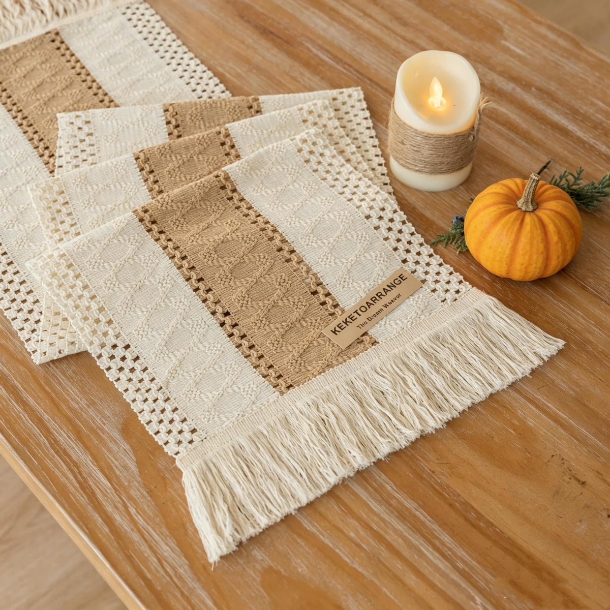 Keketoarrange Boho Macrame Table Runner 12x72 Inch