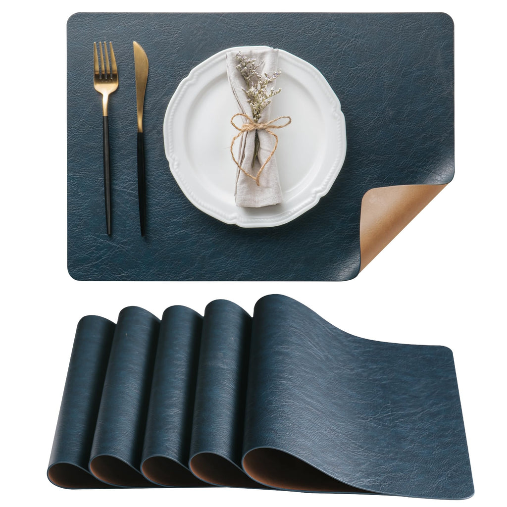DOLOPL Placemats Set of 8, Reversible Dual-Color Faux Leather Place Mats