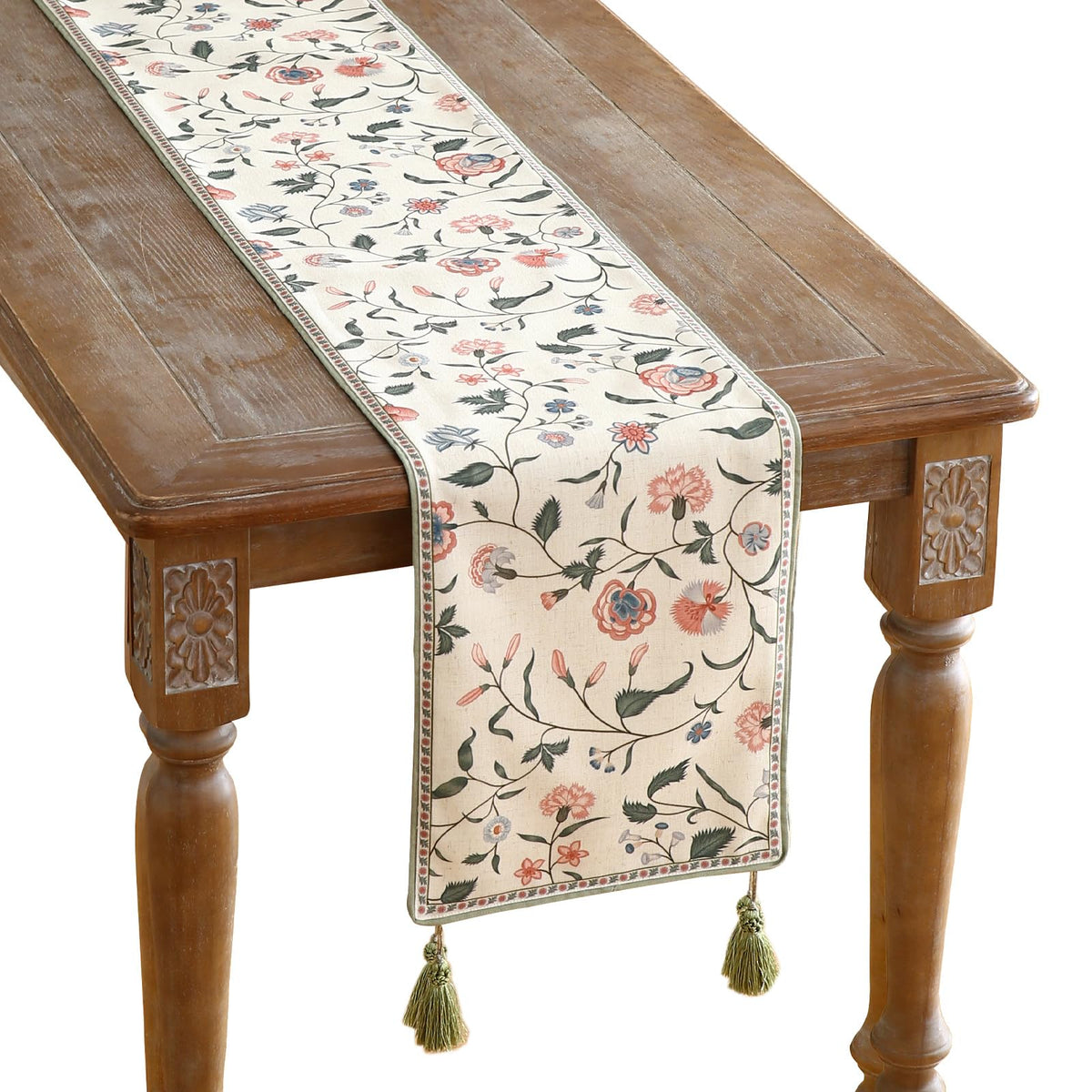 ISAENNE Designer French Linen Table Runner,71"x12"-Cornucopia