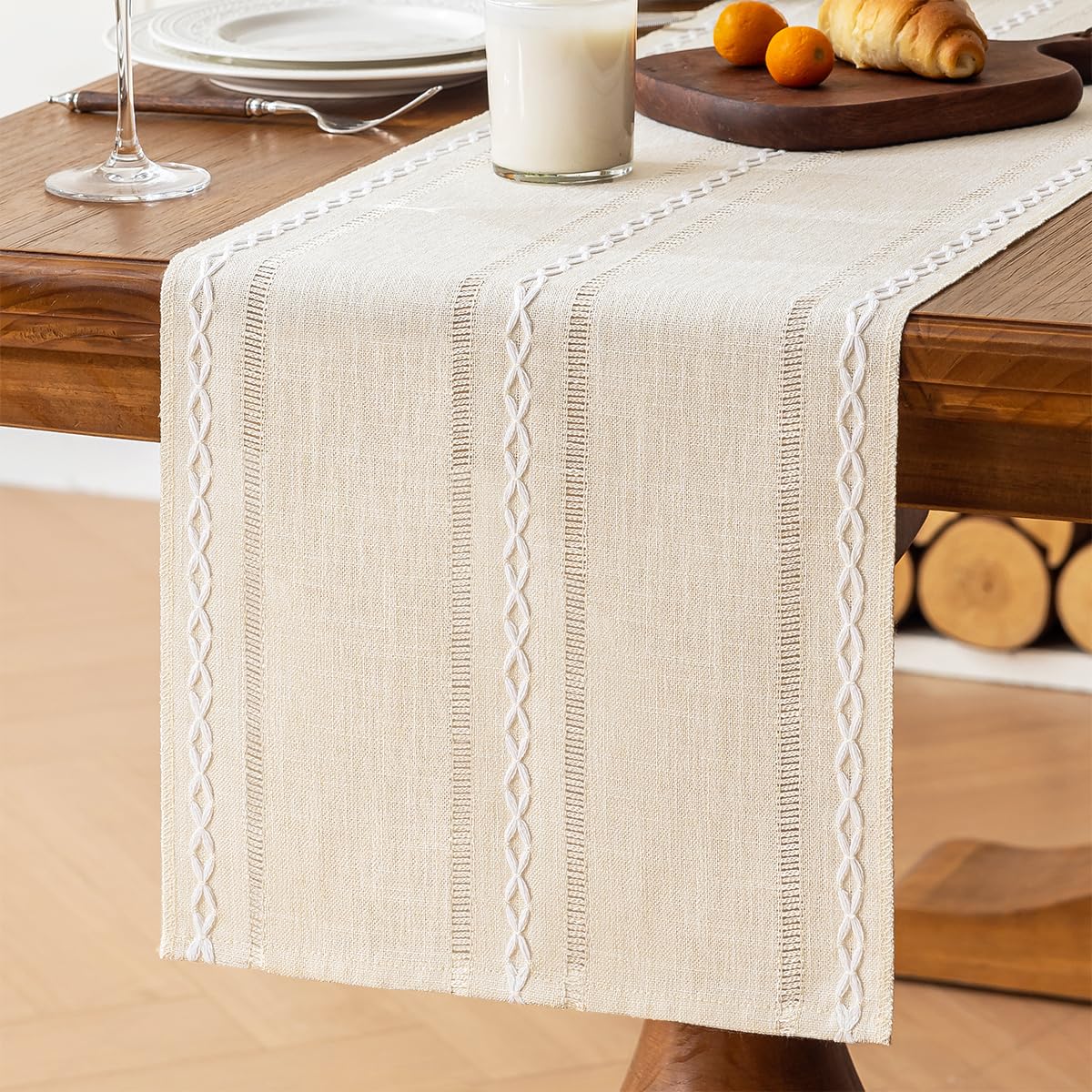 Rustic Linen Table Runner, Sage Green Table Runners 72 inches Long