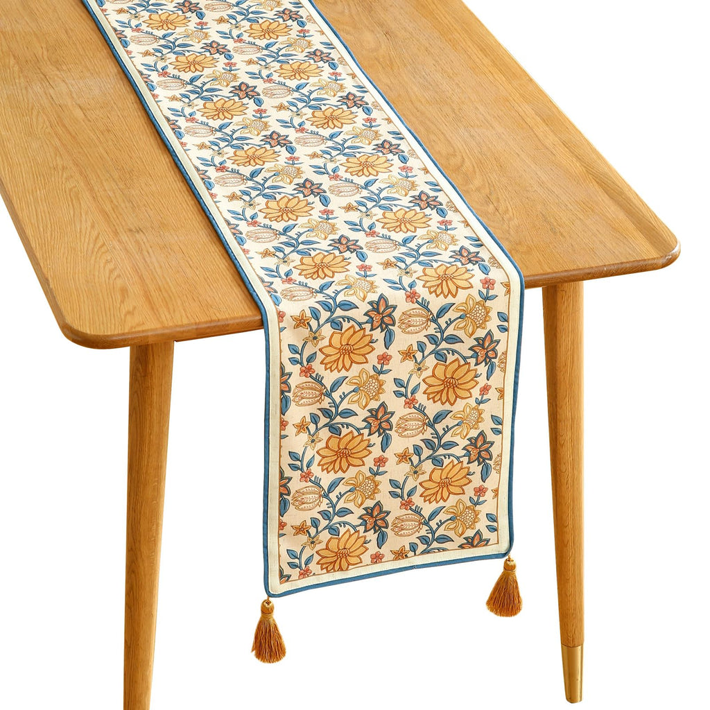 ISAENNE Designer French Linen Table Runner,71"x12"-Cornucopia
