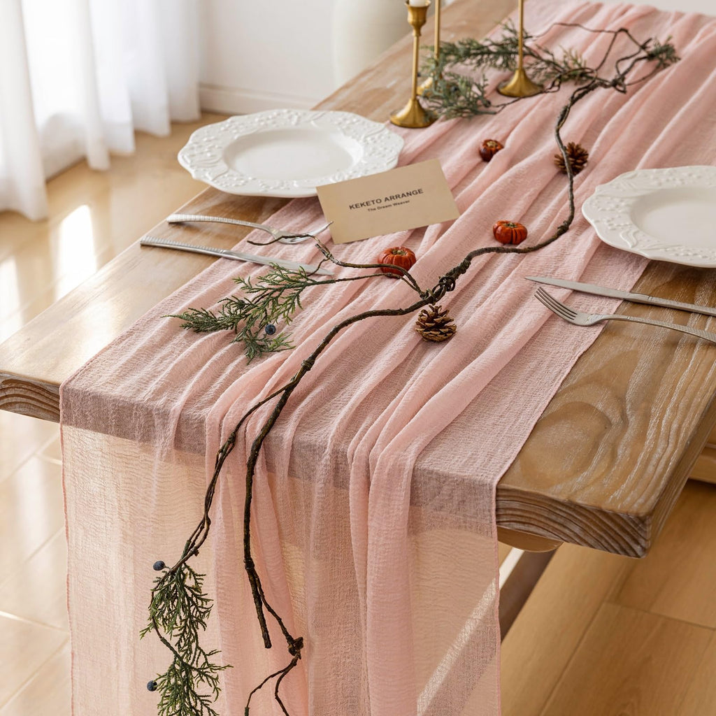 Sage Green Cheesecloth Table Runner 120 Inches Fall Party Home Decorations