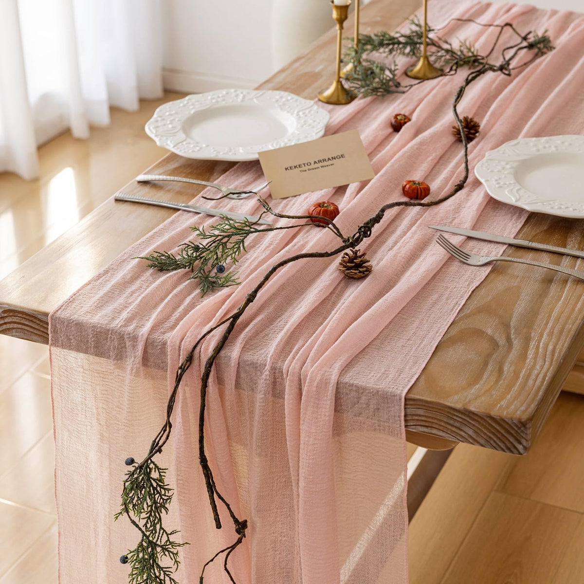 Sage Green Cheesecloth Table Runner 120 Inches Fall Party Home Decorations