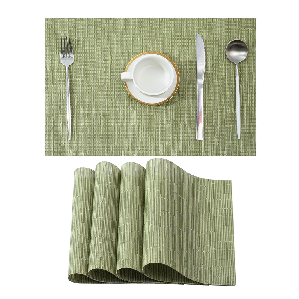 Leetaltree Light Brown Placemats Set of 8 - Heat Resistant Woven Vinyl