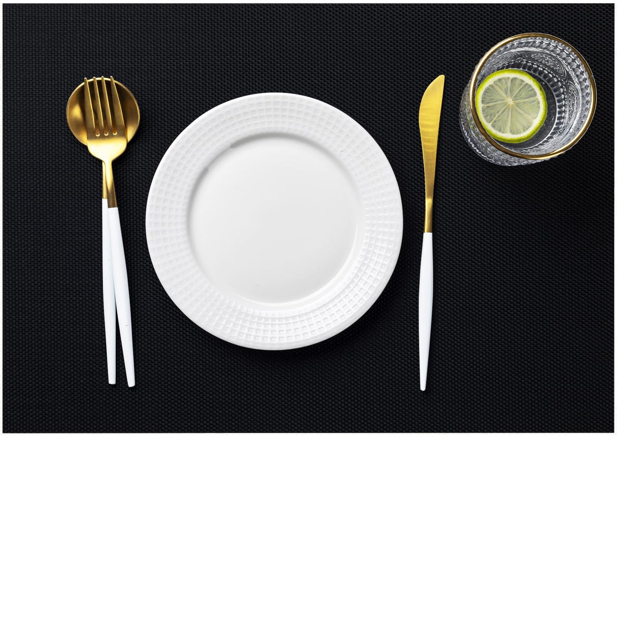 LEXMORE Placemats Set of 4 Vinyl/Plastic Woven Place Mats for Kitchen Table Indoor/Outdoor Washable Placemat Wipeable Dining Table Mats(Gray)