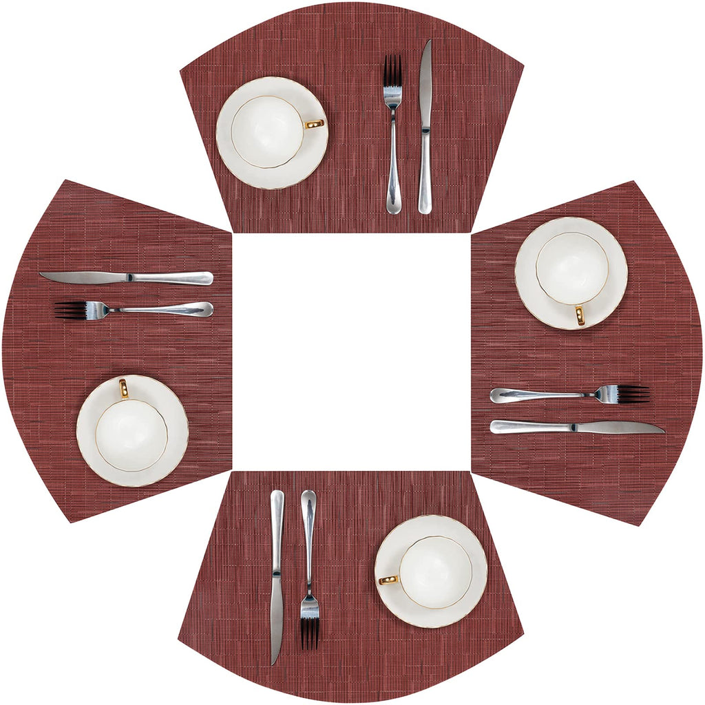 SHACOS Wedge Shape Placemats Set of 4 Woven Vinyl Placemat for Round Table