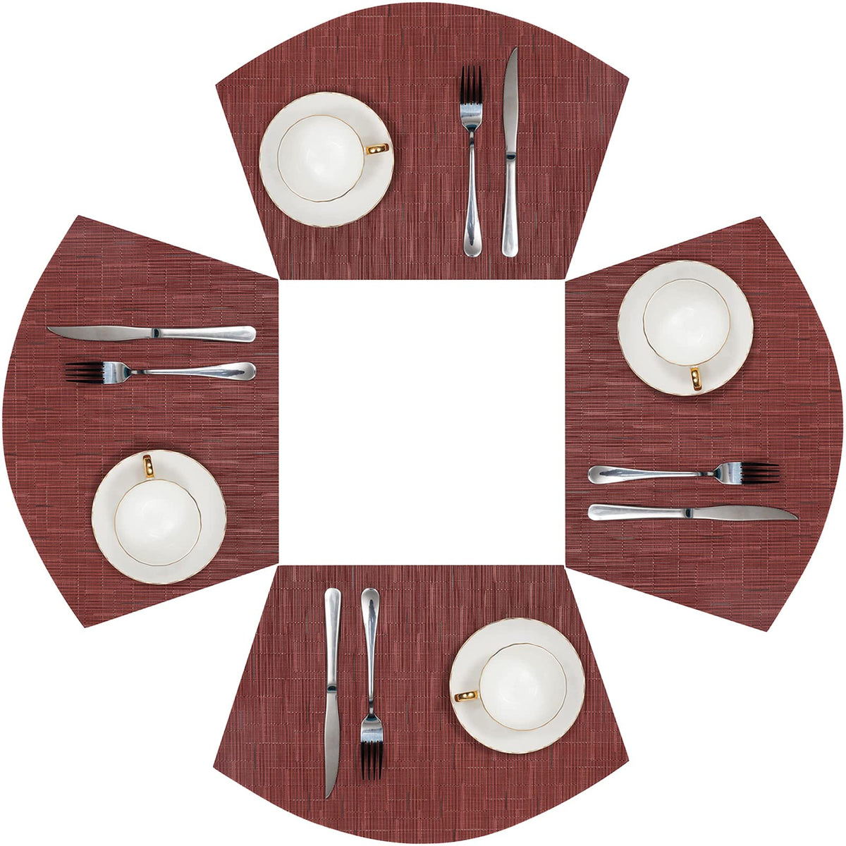 SHACOS Wedge Shape Placemats Set of 4 Woven Vinyl Placemat for Round Table