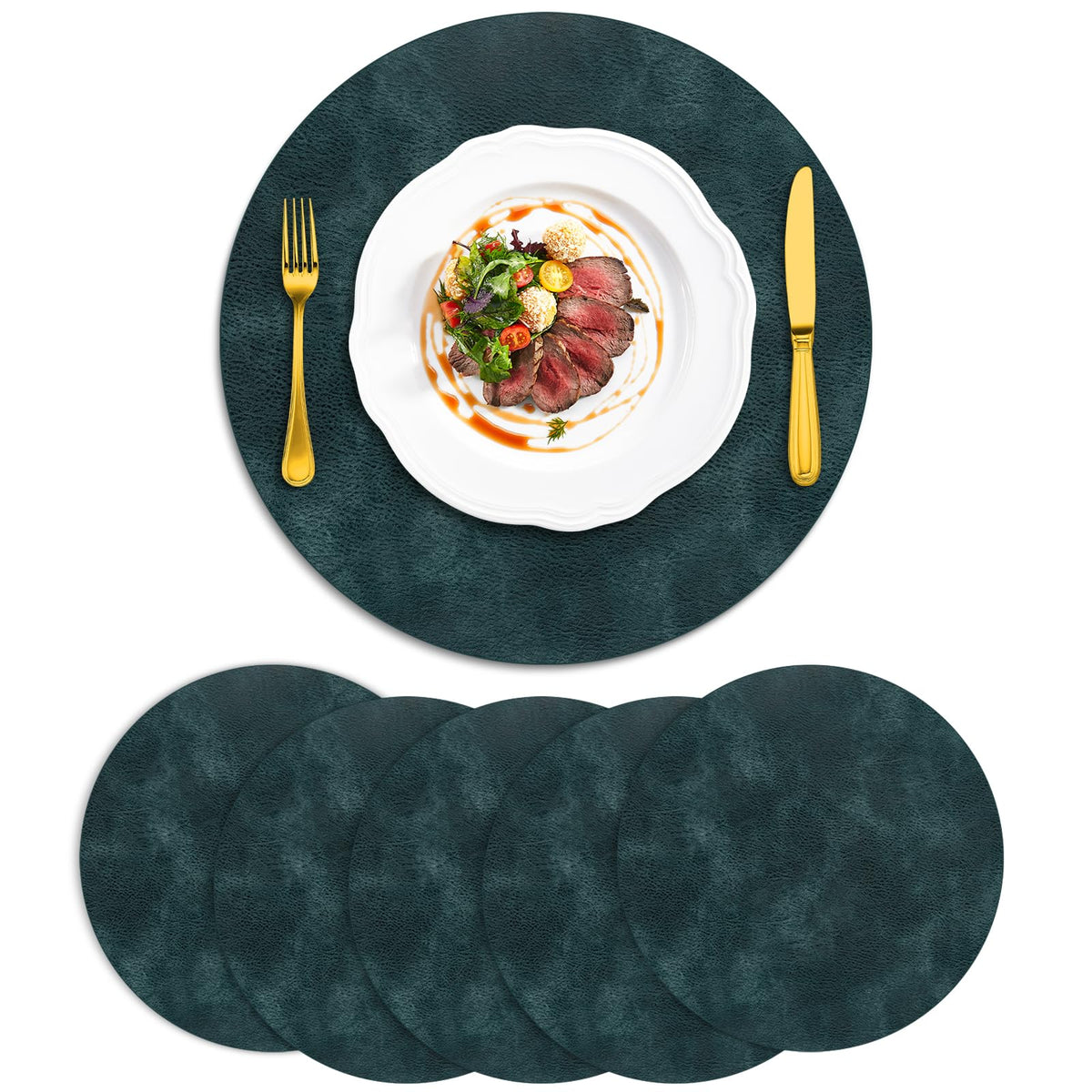 ADRIMER Placemats, Heat Resistant Oval Place Mats Set of 4 Easy to Clean