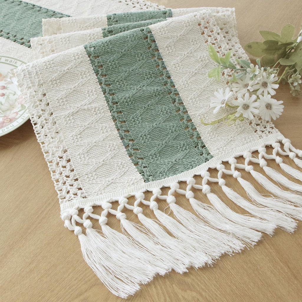 FEXIA Boho Table Runner for Fall Home Decor 12x108 Rustic with Tassels