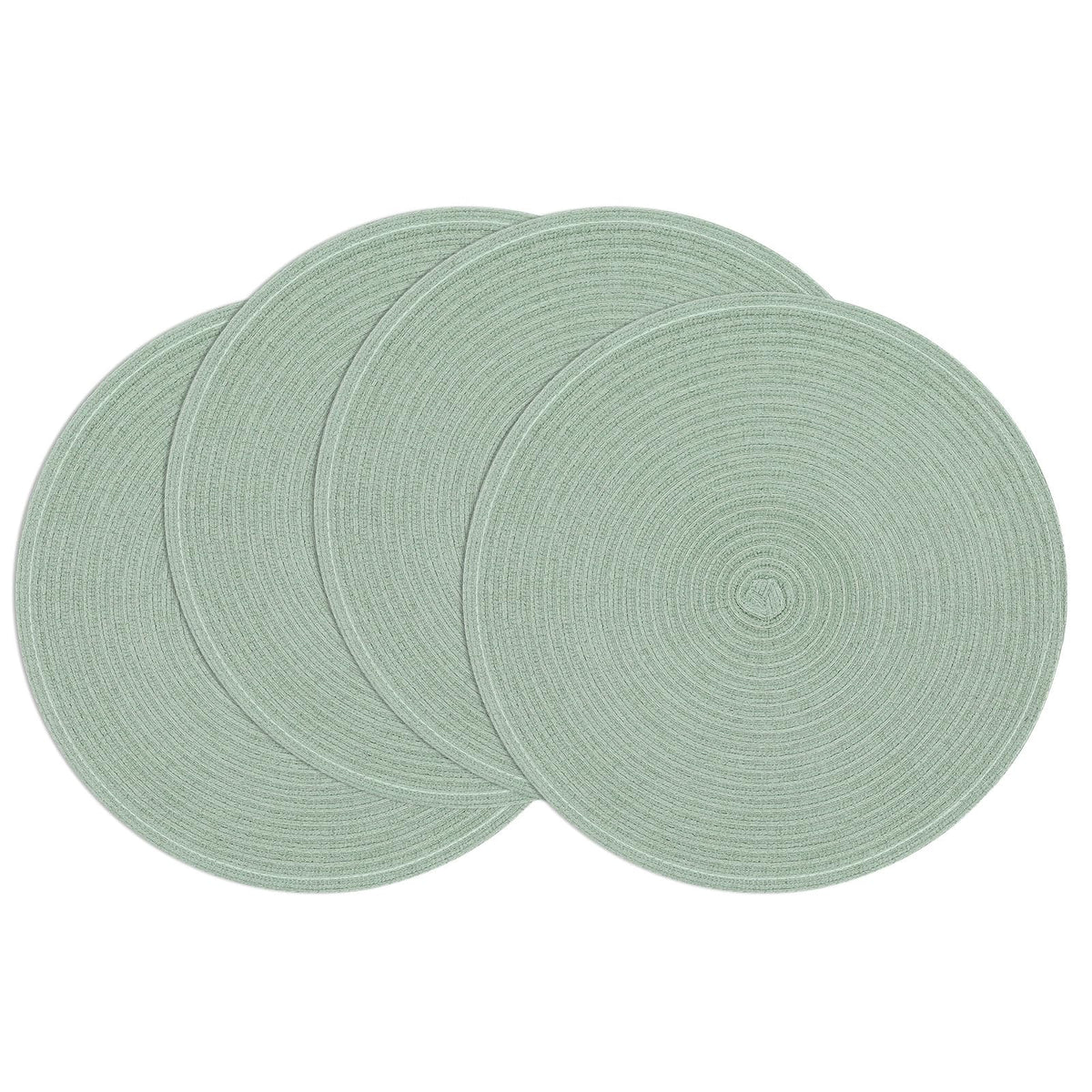 SHACOS 15 inch Round Placemats Set of 6, Cotton Polyester Woven Braided Place Mats, Washable Heat Resistant Circle Table Mats for Dining Table (Beige, 6)