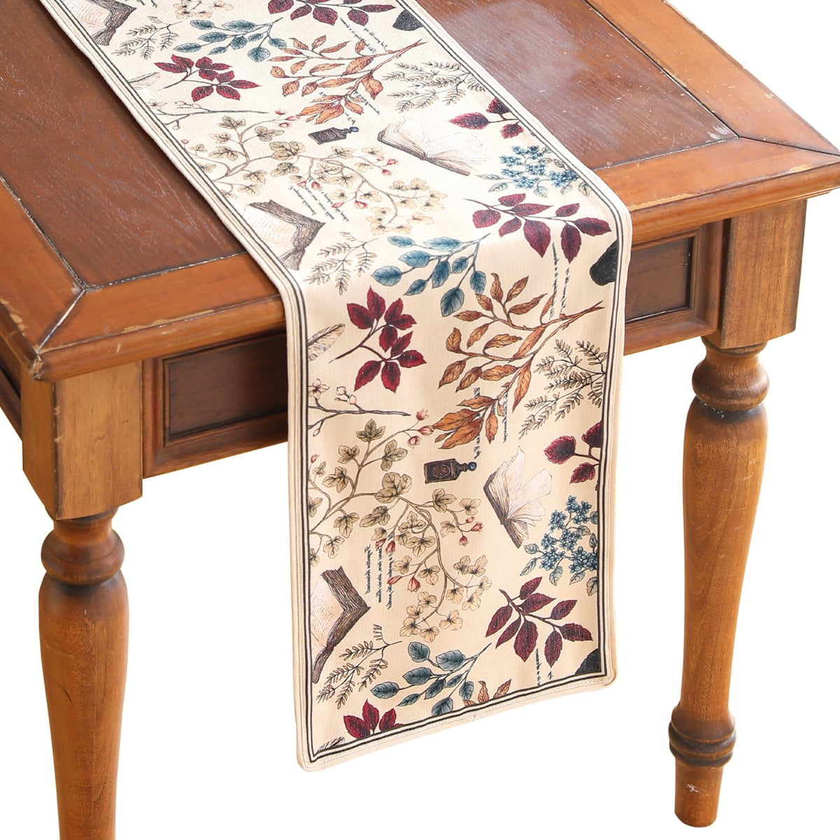 ISAENNE Designer French Linen Table Runner,71"x12"-Cornucopia