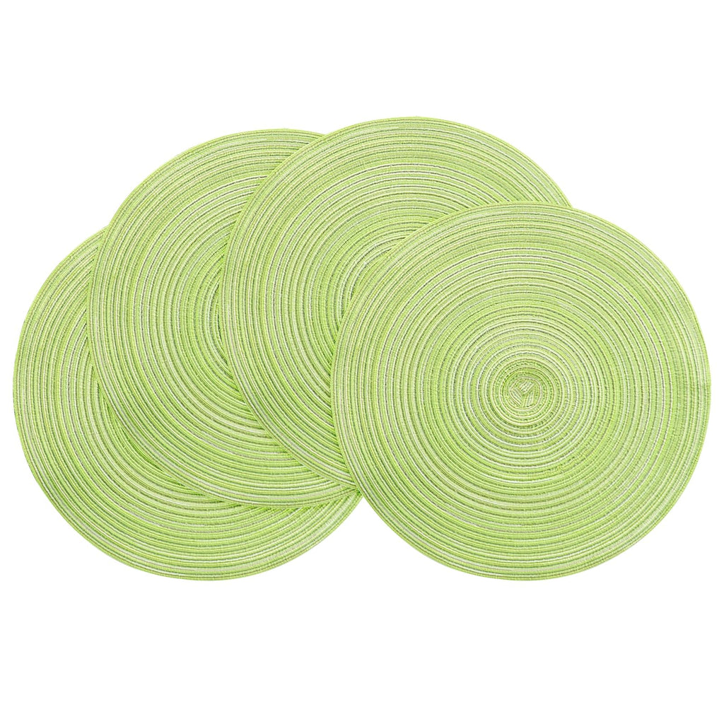 Floroom 15 Inch Round Braided Placemats Set of 4, Washable Heat Resistant Cotton Polyester Circle Place Mats for Kitchen Dining Table - Black
