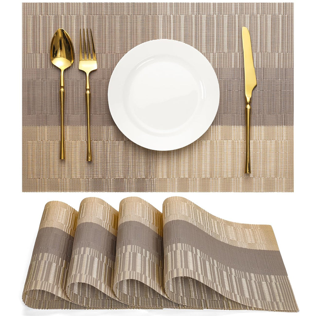 Placemats Set of 8, Vinyl Woven Heat-Resistant Place Mats