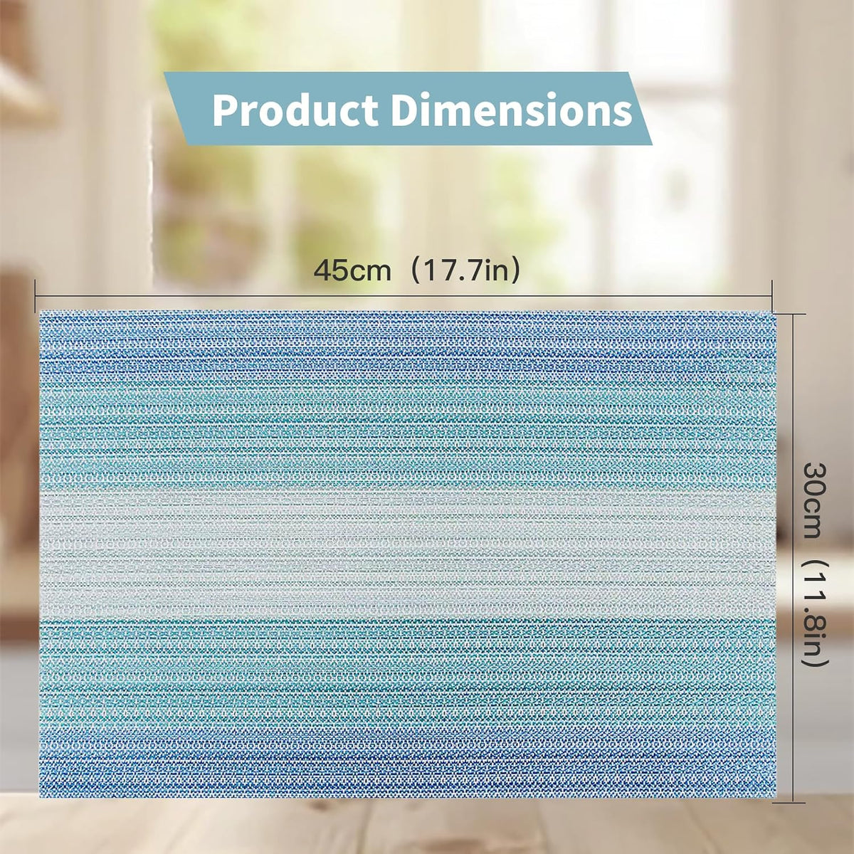 HeloHo Placemats Set of 4,Vinyl Table Place Mats Stain Resistant Foldable Placemats Washable Wipeable Placemat for Kitchen Dining Table Decoration Indoor Outdoor（Blue）