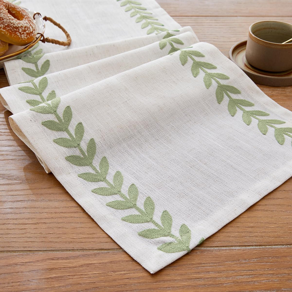 Wracra Embroidered Table Runner, White Table Runners 72 Inches Long