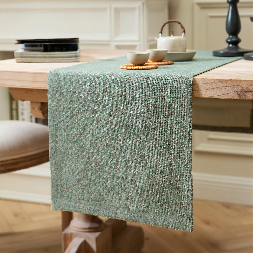 ZeeMart Burlap Style Farmhouse Table Runner, 14x90 Inches Warm Beige/Brown