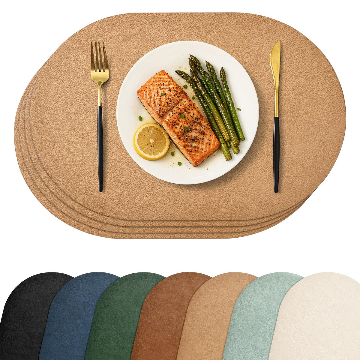 Homaxy Oval Heat Resistant Placemats Set of 6, Reddish Brown