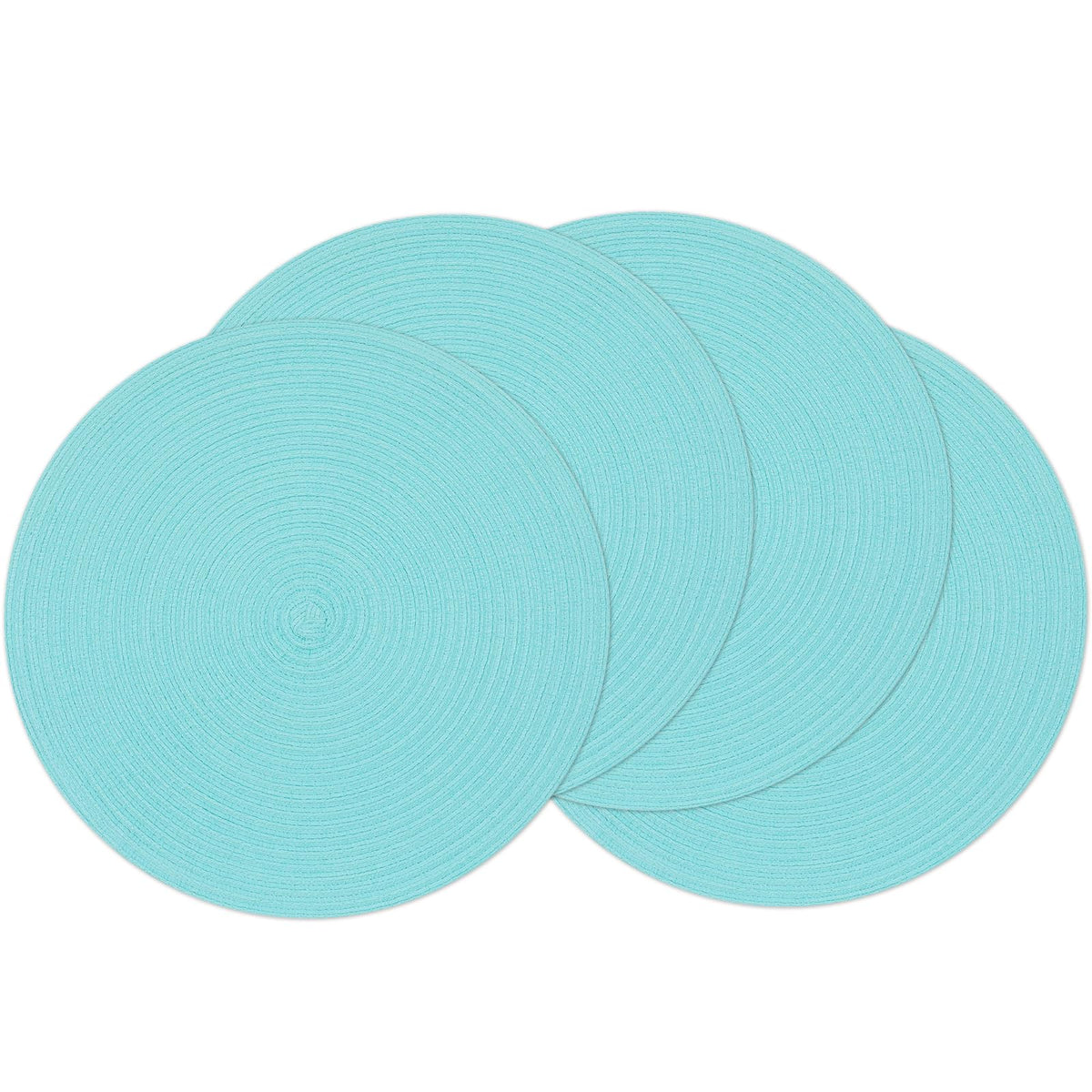 SHACOS 15 inch Round Placemats Set of 6, Cotton Polyester Woven Braided Place Mats, Washable Heat Resistant Circle Table Mats for Dining Table (Beige, 6)