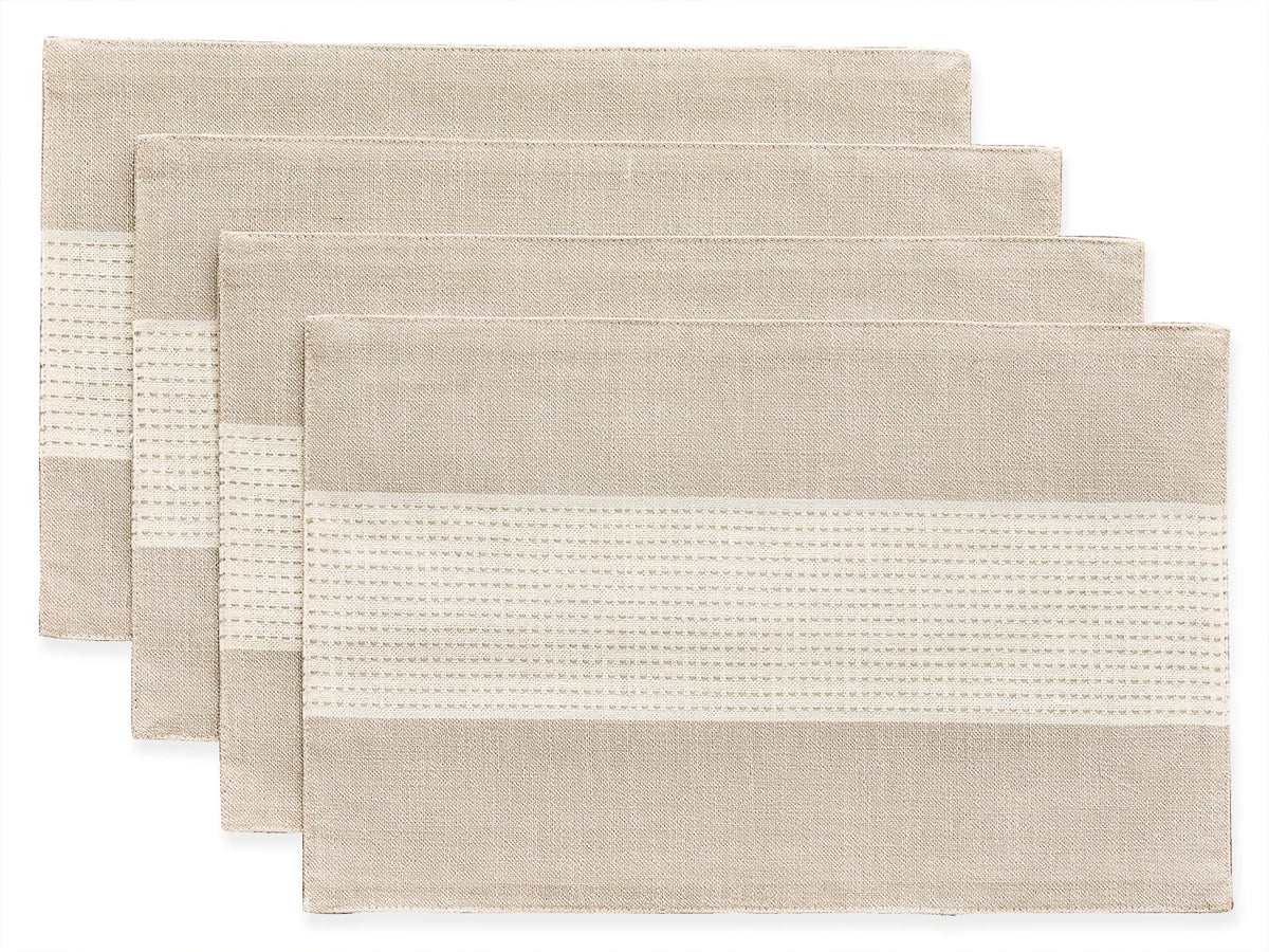 Wracra Linen Placemats, 12 x 18 Inch Set of 4 Placemats, Farmhouse Macrame Place Mats for Kitchen Table and Heat Resistant-Hemstitch Sage Green 4PCS