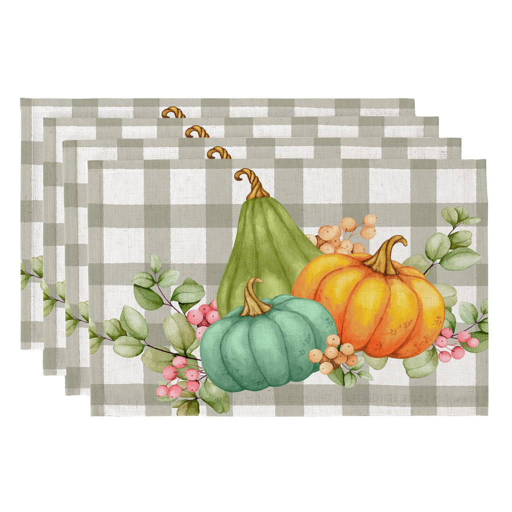 QIYI Boho Table Placemats Set of 4, 12"x18" Linen Place Mats, Wildflowers