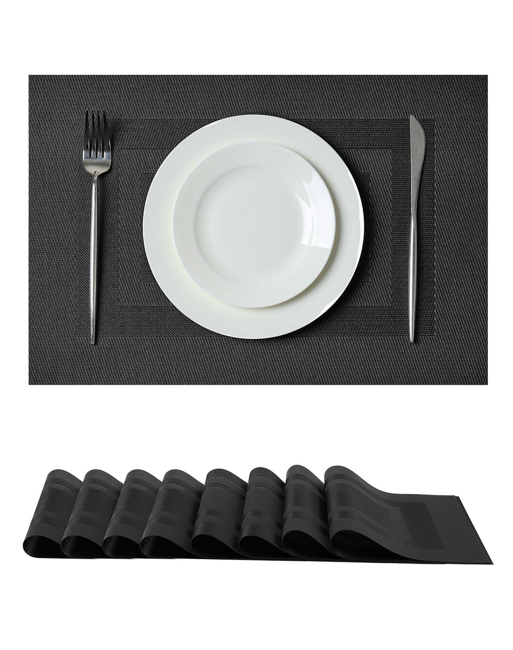 Leetaltree Light Brown Placemats Set of 8 - Heat Resistant Woven Vinyl