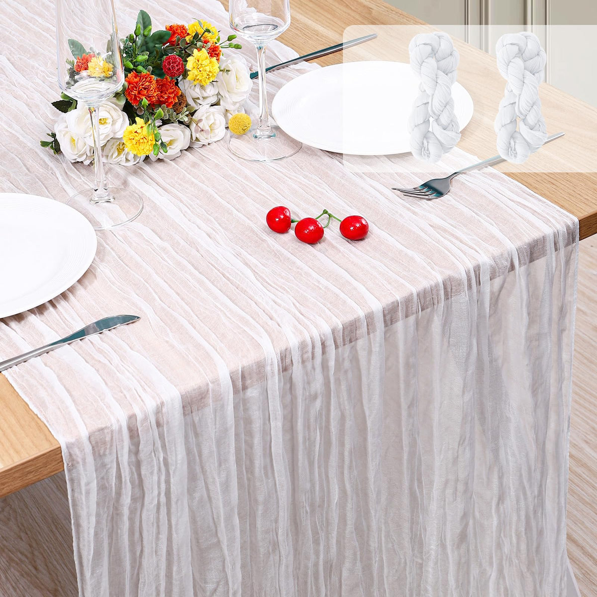 12 Pack Cheesecloth Table Runner, Runner Gauze Boho Wedding Decor Romantic Table Runner for Wedding Birthday Party(35" x 118") (Terracotta)