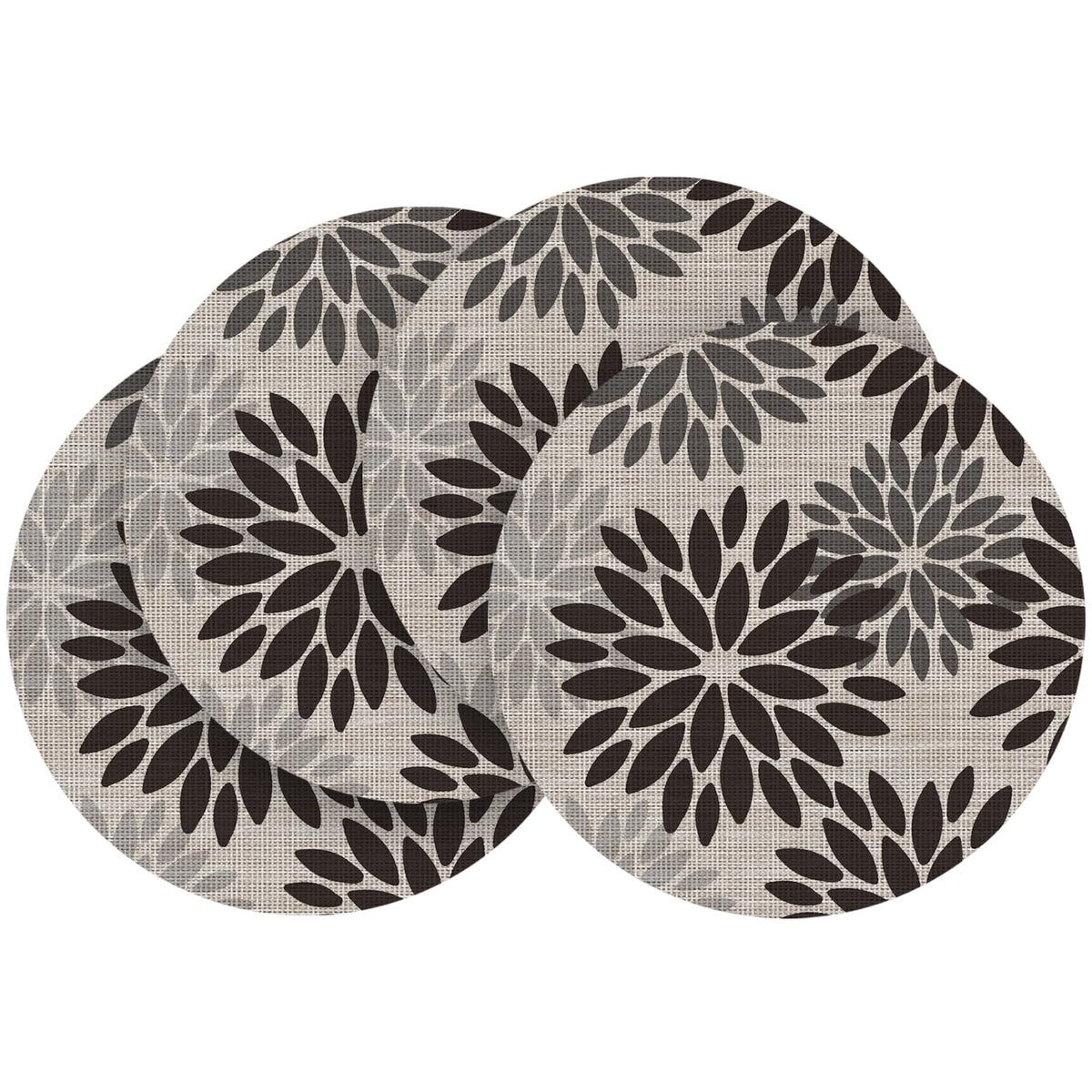 Artoid Mode Floral Vinyl Plistic Placemats Set of 6, Heat Resistant Washable Non-Slip PVC Place Mats for Party Kitchen Dining Decor, Blue Grey