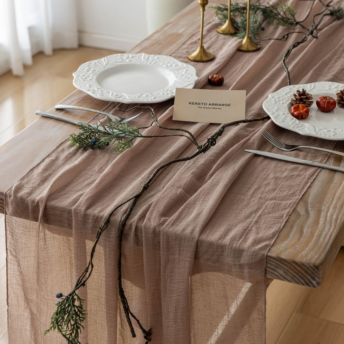 Sage Green Cheesecloth Table Runner 120 Inches Fall Party Home Decorations