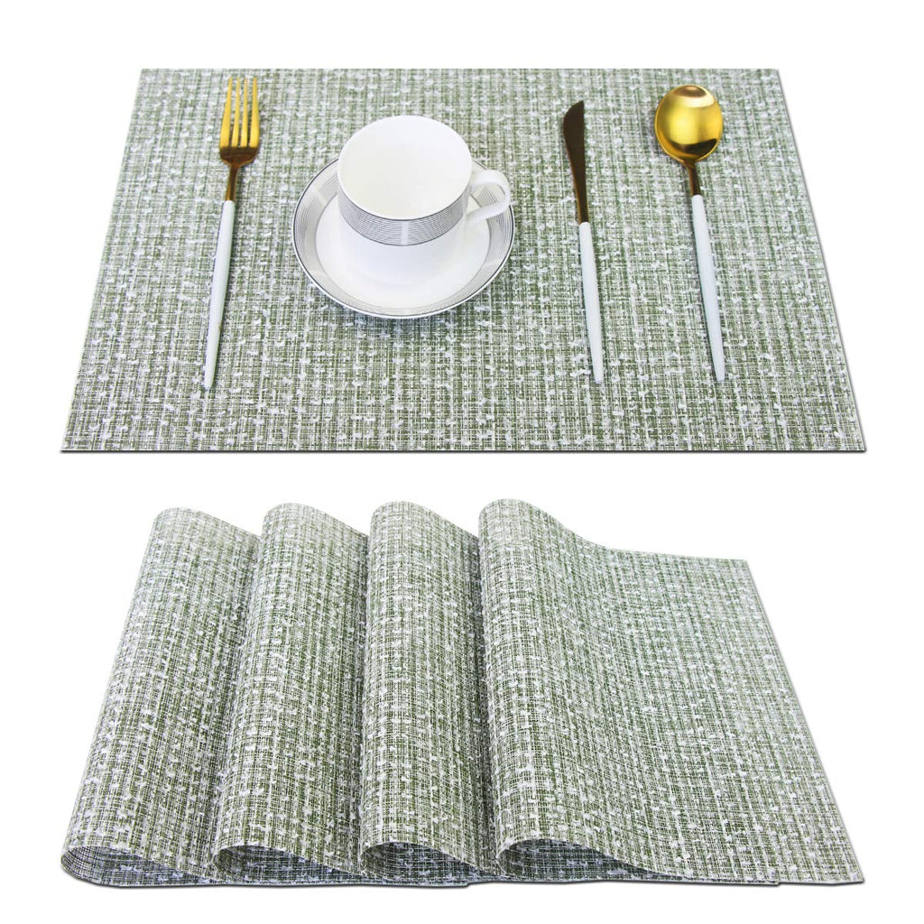 PIGCHCY Placemats,Durable Placemats for Dining Table,Washable Woven Vinyl Kitchen Placemats Set of 4 (Brown)
