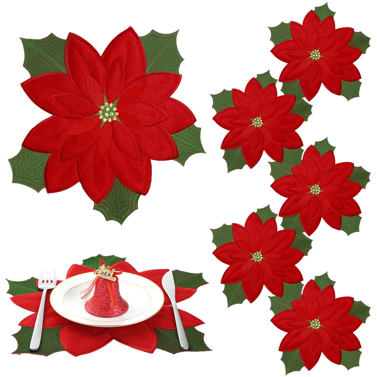 Yingzhao 6 Pcs Fall Leaf Placemats Thanksgiving Orange Table Placemats