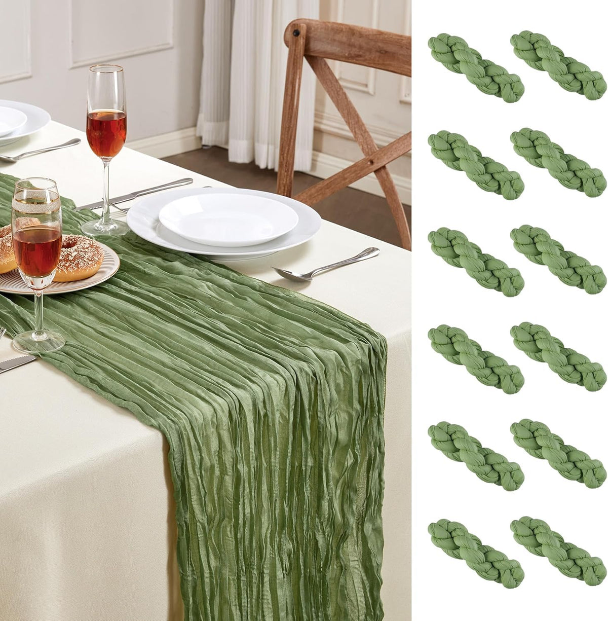 6 Pack White Cheesecloth Table Runner 35×120Inch Fall Boho Gauze Home Decor
