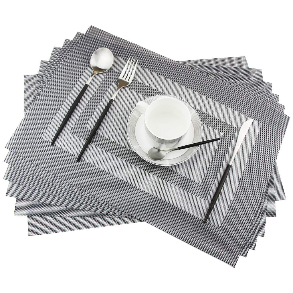 PIGCHCY Placemats,Durable Placemats for Dining Table,Washable Woven Vinyl Kitchen Placemats Set of 4 (Brown)
