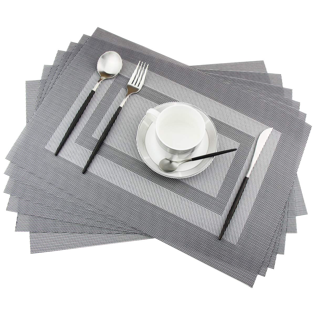 PIGCHCY Placemats,Durable Placemats for Dining Table,Washable Woven Vinyl Kitchen Placemats Set of 4 (Brown)