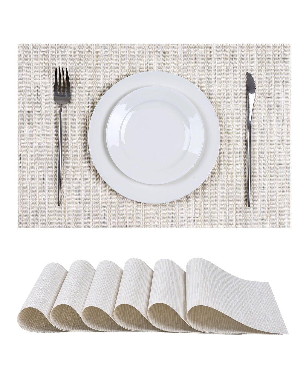 Leetaltree Light Brown Placemats Set of 8 - Heat Resistant Woven Vinyl