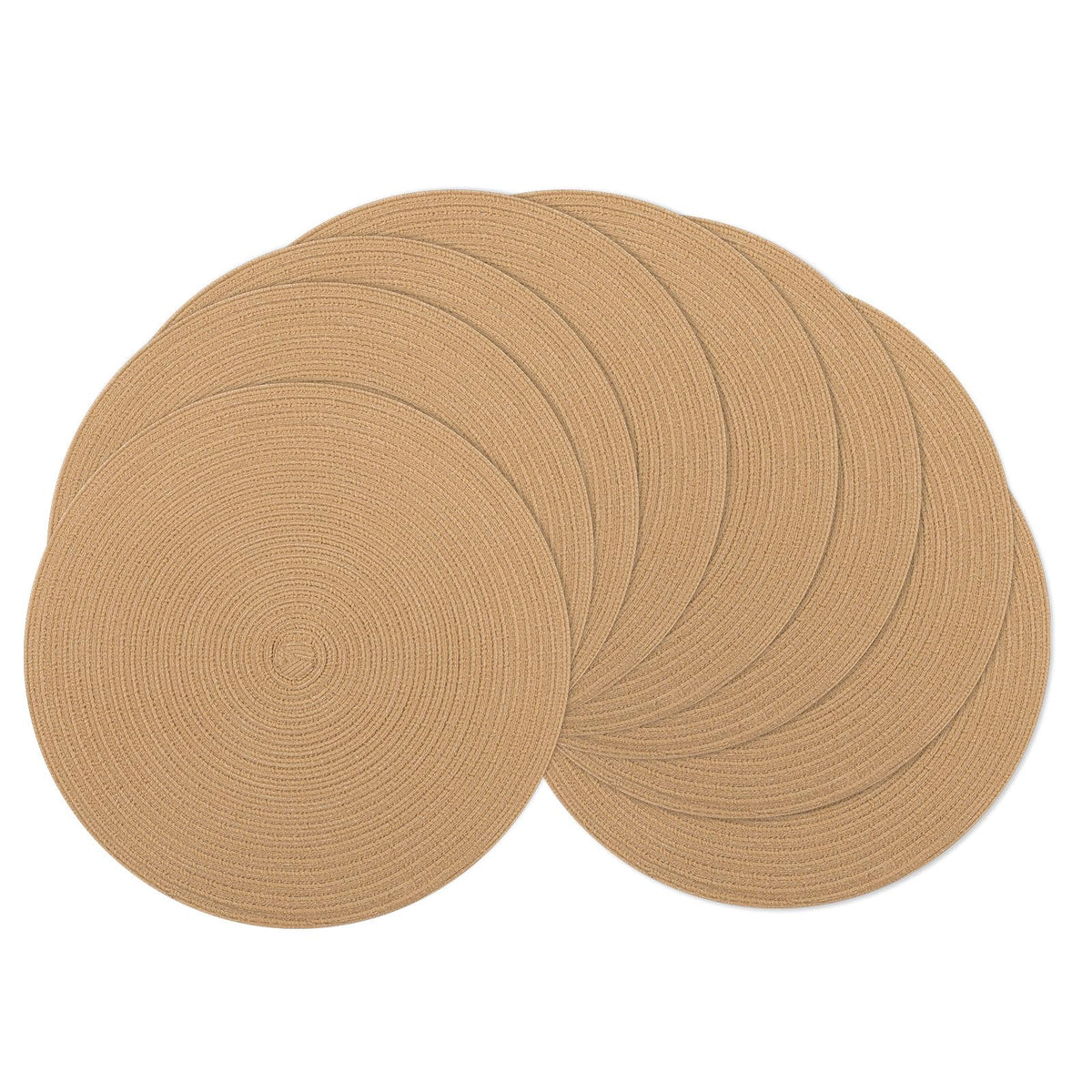 SHACOS Round Braided Placemats Set of 4 Dining Table Placemats 15 inch Circle Place Mats Easy to Clean Table Mats Indoor Outdoor, Blue Gray