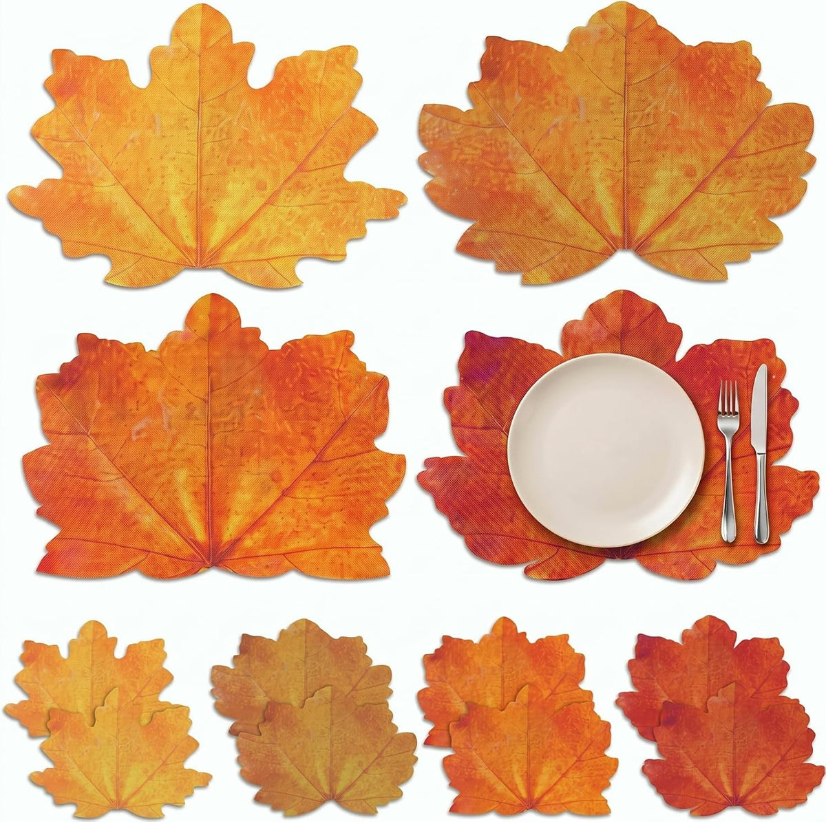 Patelai 8 Pcs Thanksgiving Fall Placemats, Autumn Maple Leaf Place Mats