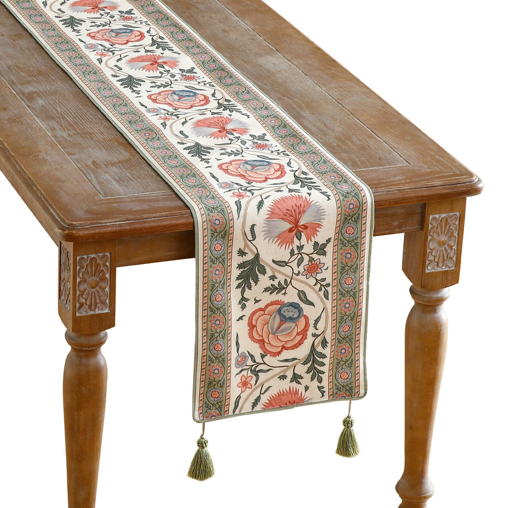 ISAENNE Designer French Linen Table Runner,71"x12"-Cornucopia